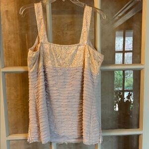 Elegant Lace Trimmed White and Cream Women's Top